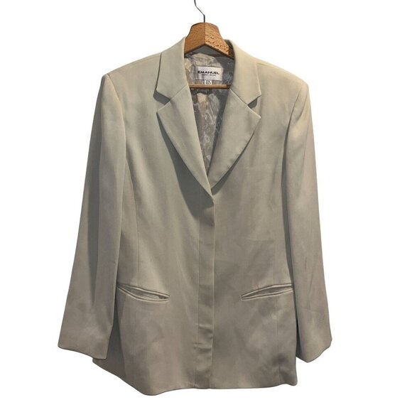 Emanuel Ungaro Beige Womens Blazer Size 12/46 Polyester & Polyurethane Made In K - Picture 1 of 8